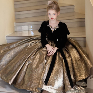 Black brown‌ long sleeve luxury gown