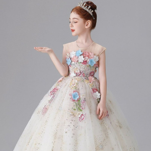 Round-neck sleeveless bouquet princess dress affordable luxury