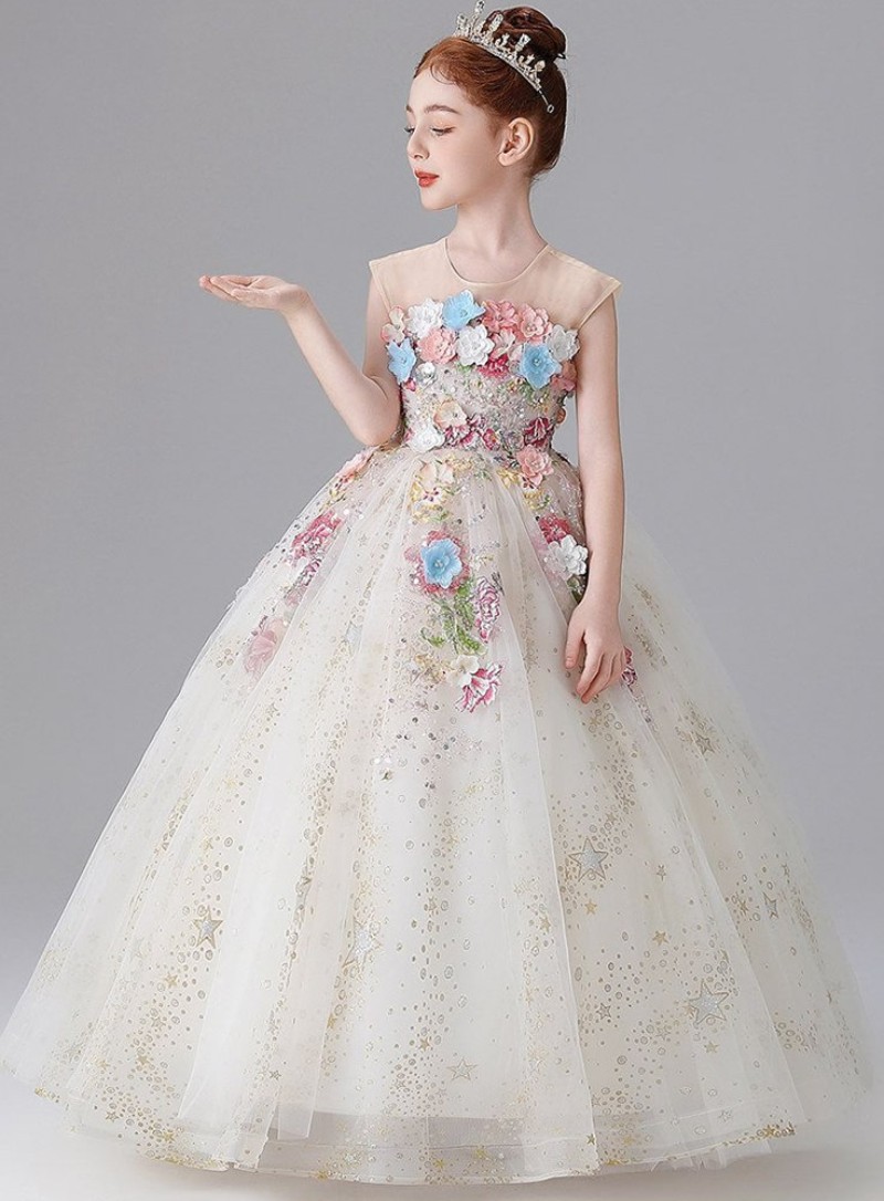 Round-neck sleeveless bouquet princess dress affordable luxury