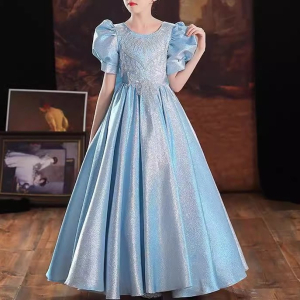 Classical satin big bow princess dress
