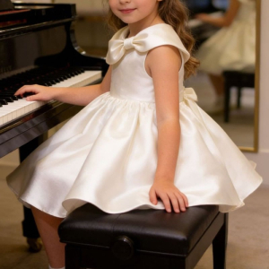 Toddler white mid length evening dress