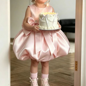 Pink bow bubble dress Birthday gown