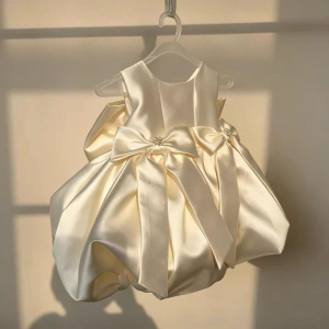 Champagne light luxury bow bubble gown